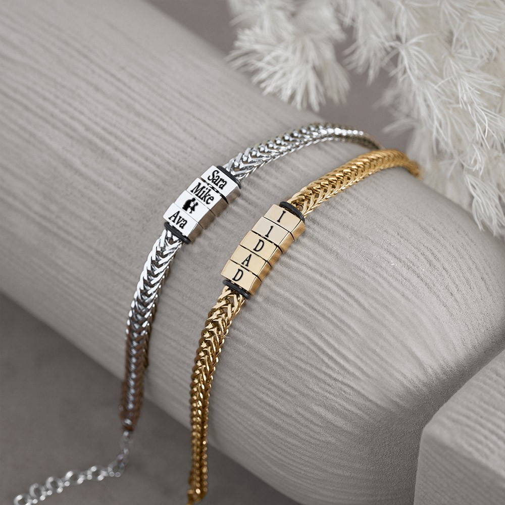 Bracelet Homme Personnalisé Avec Perles Personnalisées Cadeau Pour Papa Cadeaux Fête des Pères