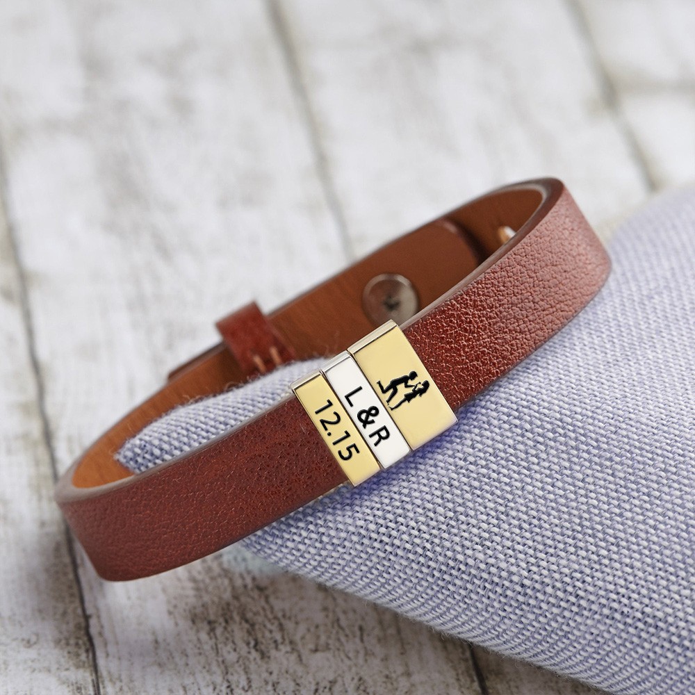 Bracelet de perles personnalisé fait à la main avec le nom de l’amoureux et le symbole pour lui Cadeaux d’anniversaire