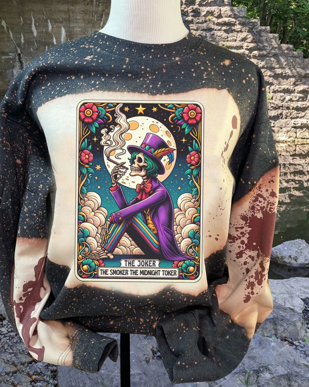 Sweat à capuche vintage Tarot The Joker Skeleton pour les idées cadeaux d'Halloween