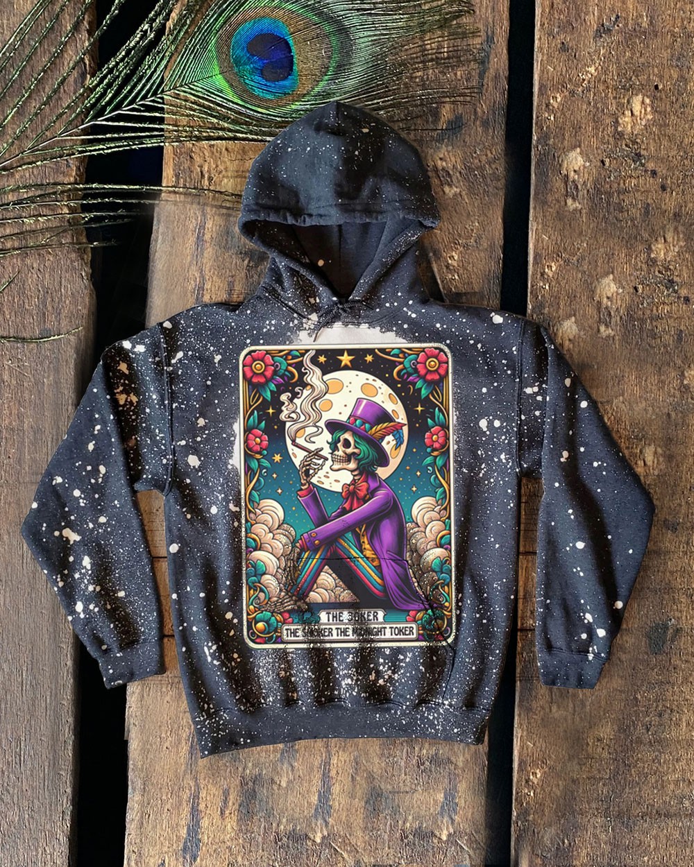 Sweat à capuche vintage Tarot The Joker Skeleton pour les idées cadeaux d'Halloween