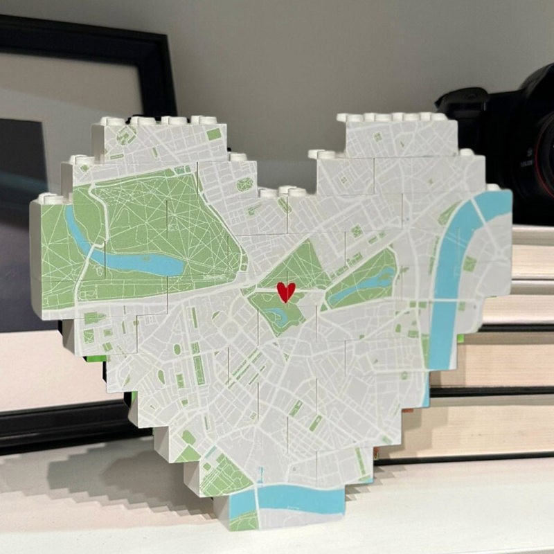 Puzzle en Blocs de Construction Photo en Forme de Cœur avec Carte Personnalisé pour Couples Cadeau Saint-Valentin Anniversaire Nouvelle Maison