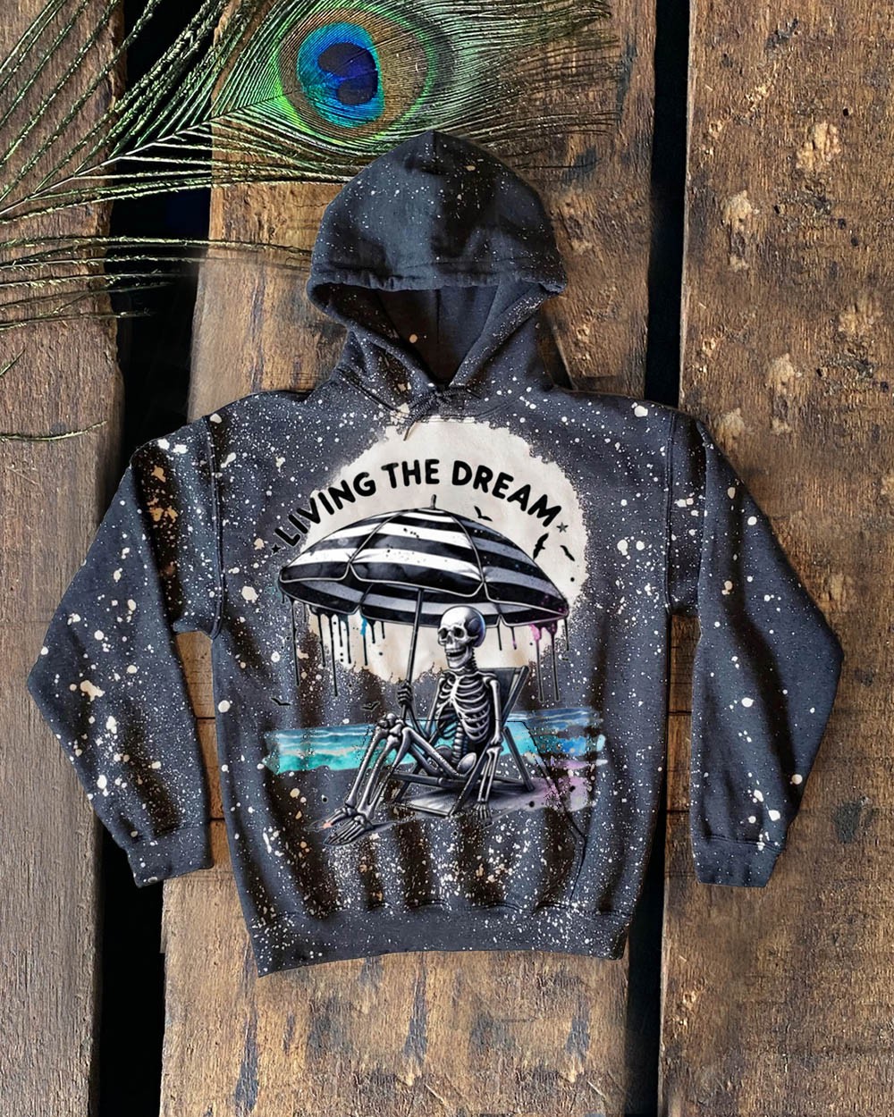 Sweat à capuche vintage Beachy Dream Skeleton pour les idées cadeaux d'Halloween