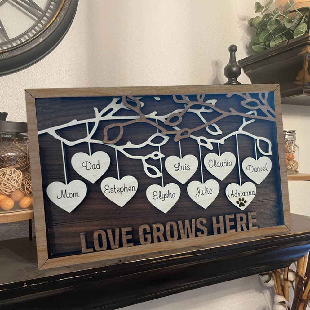 Panneau d’arbre généalogique en bois personnalisé pour le cadeau d’anniversaire de la famille de Noël