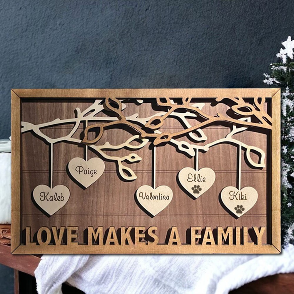Panneau d’arbre généalogique en bois personnalisé pour le cadeau d’anniversaire de la famille de Noël