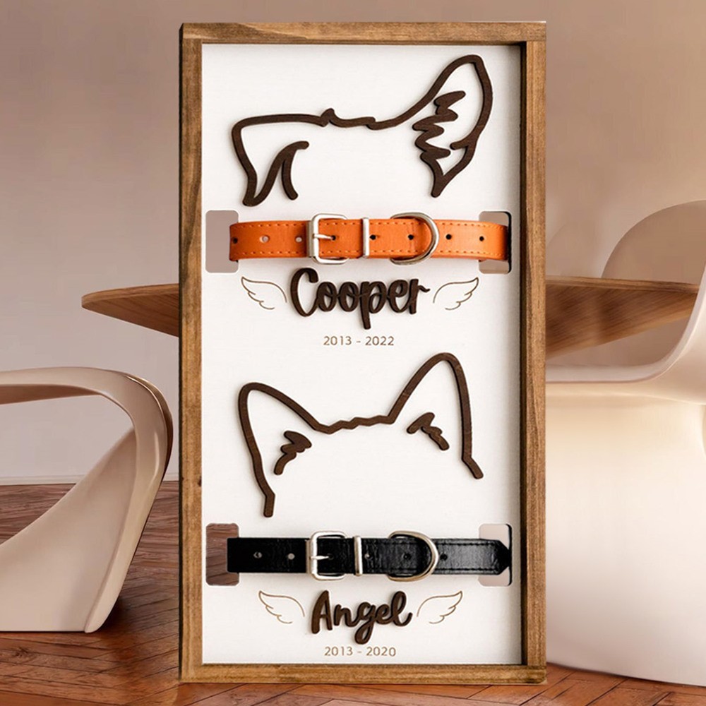 Collier d’oreille de chien personnalisé cadre commémoratif pour animaux de compagnie perte de cadeaux