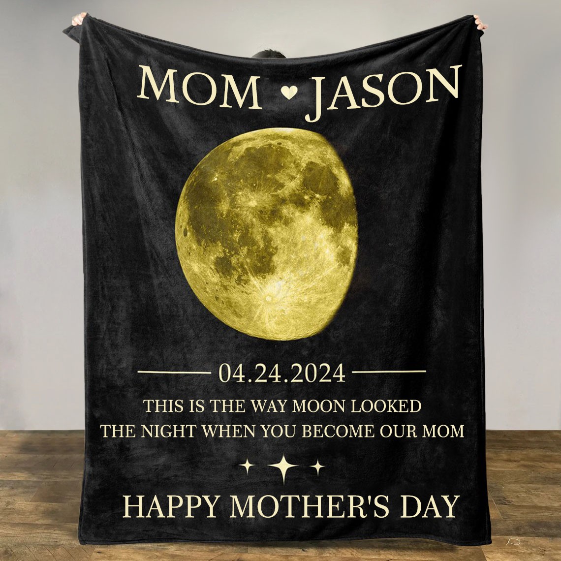 Couverture personnalisée de phase de lune familiale pour le cadeau de la fête des mères