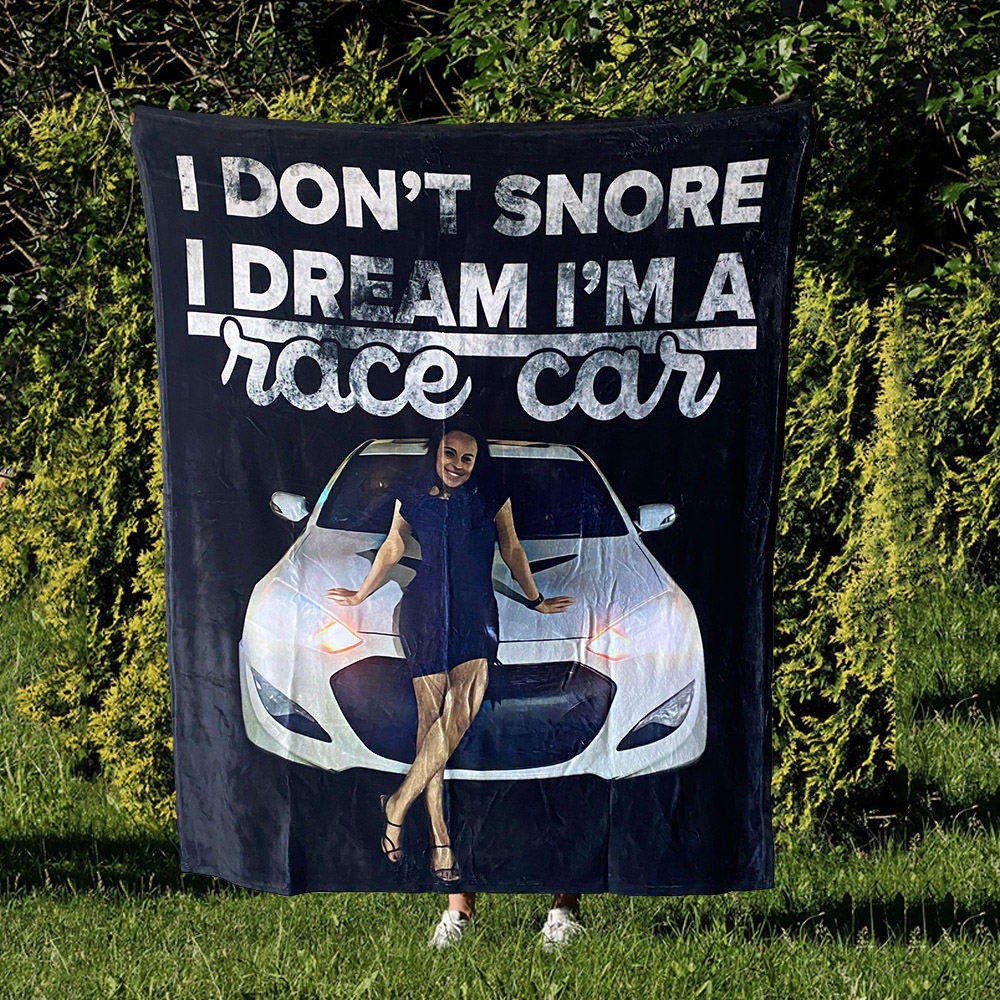 Personnalisé Don’t Snore Dream I’m Race Car Fleece Couverture pour la Saint-Valentin