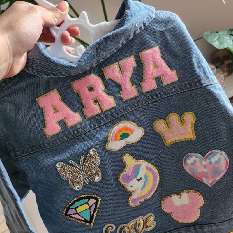 Lettre Personnalisée Patch Veste En Jean Avec Nom Pour Les Enfants Filles Cadeau