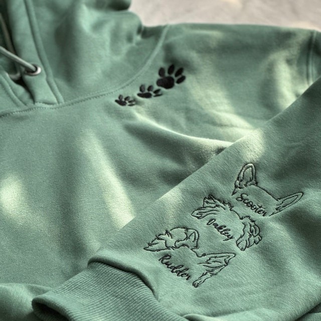 Sweat à capuche brodé personnalisé pour animaux de compagnie avec contour d’oreille de chien et nom pour les cadeaux d’amoureux des animaux de compagnie