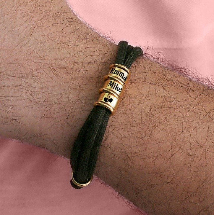 Bracelet personnalisé pour homme avec perles, cadeau pour papa, fête des pères