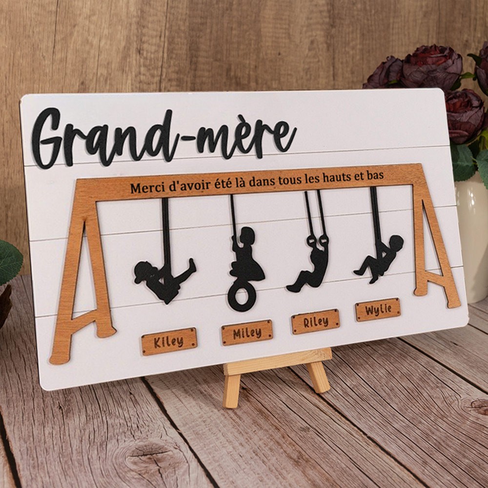 Panneau de balançoire familial personnalisé, merci pour les hauts et les bas, cadeau de Noël pour maman et grand-mère