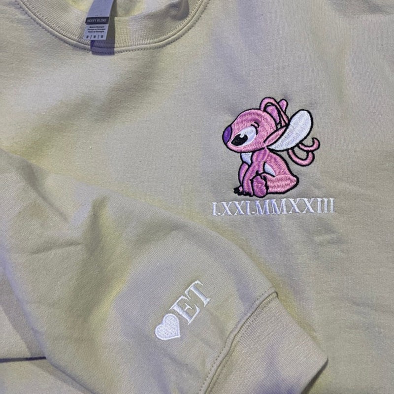 Personnalisé brodé couple beaux personnages chiffres romains sweat-shirt pour le cadeau de la Saint-Valentin