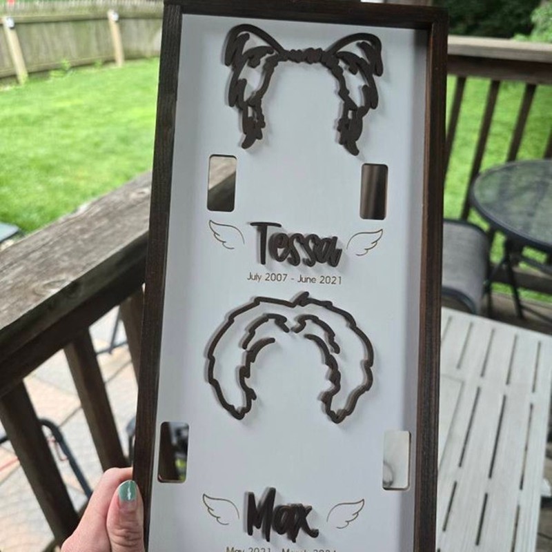 Collier d’oreille de chien personnalisé cadre commémoratif pour animaux de compagnie perte de cadeaux