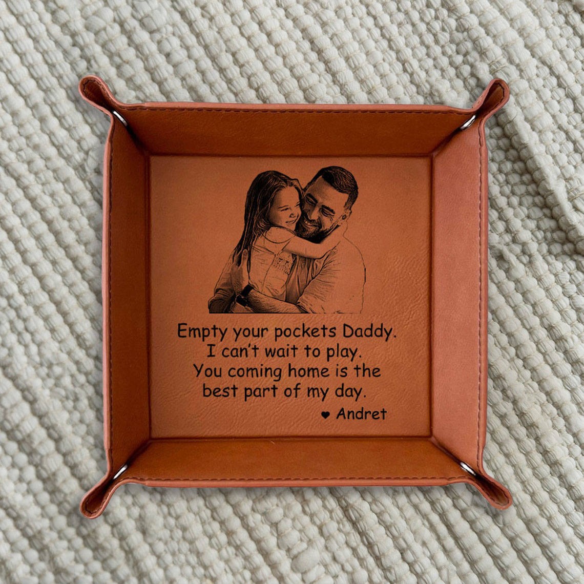 Videz vos poches Papa Plateau en cuir personnalisé pour papa Cadeau de fête des pères des enfants