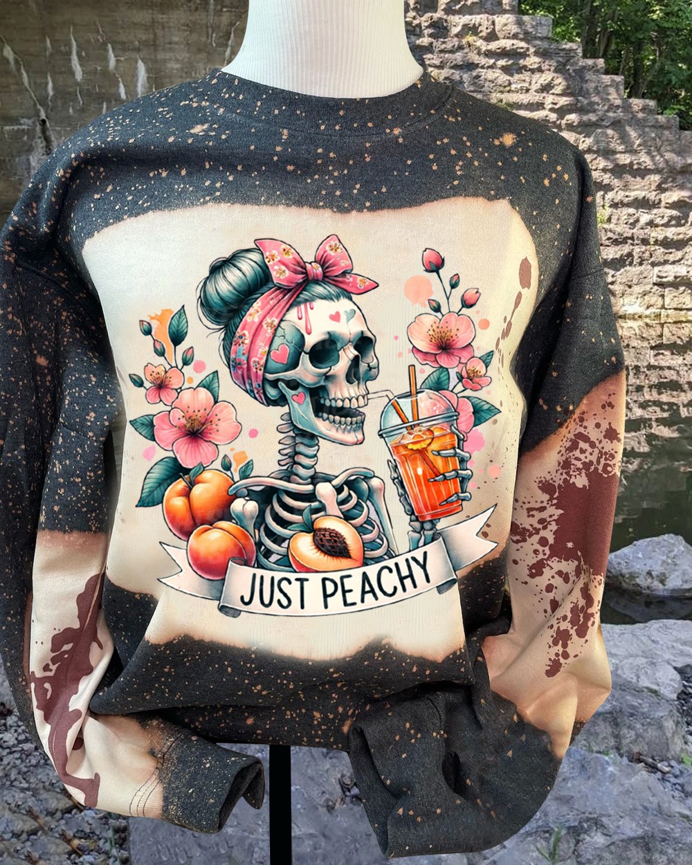 Sweat à capuche vintage Peachy Skeleton pour les idées cadeaux d'Halloween