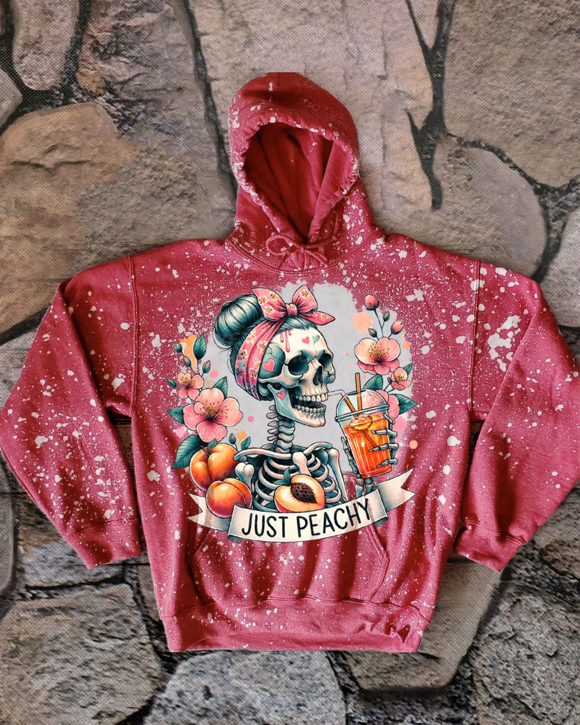 Sweat à capuche vintage Peachy Skeleton pour les idées cadeaux d'Halloween