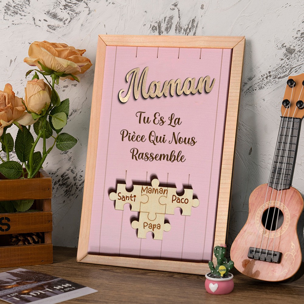 Panneau de puzzle personnalisé pour maman Panneau en bois unique pour cadeau de fête des mères