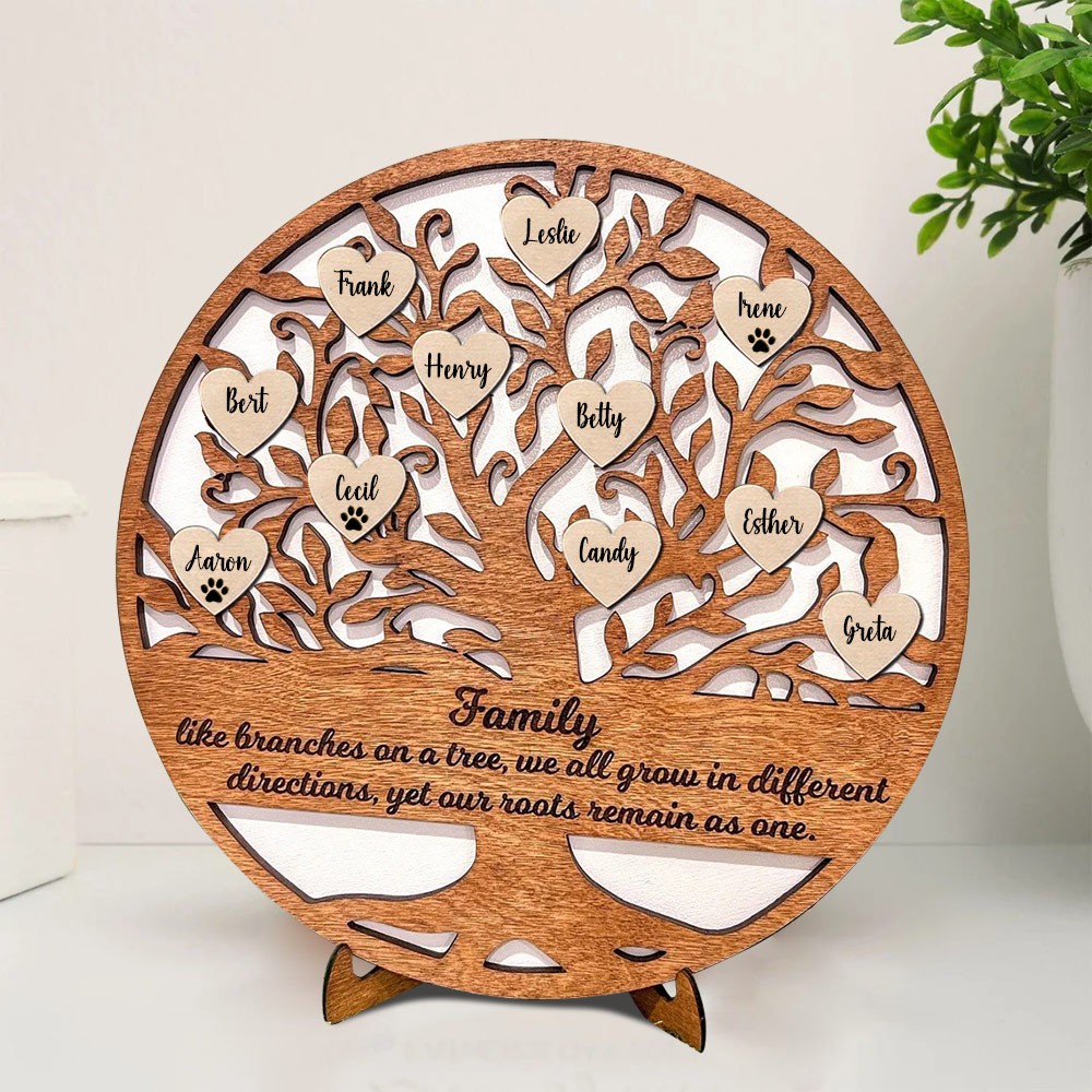 Arbre généalogique en bois personnalisé signe maison art décor pour Noël famille anniversaire cadeau