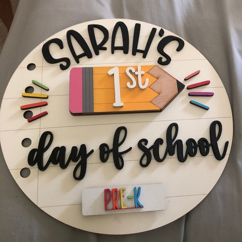 Panneau de rentrée scolaire interchangeable personnalisé, accessoire photo du premier jour d'école