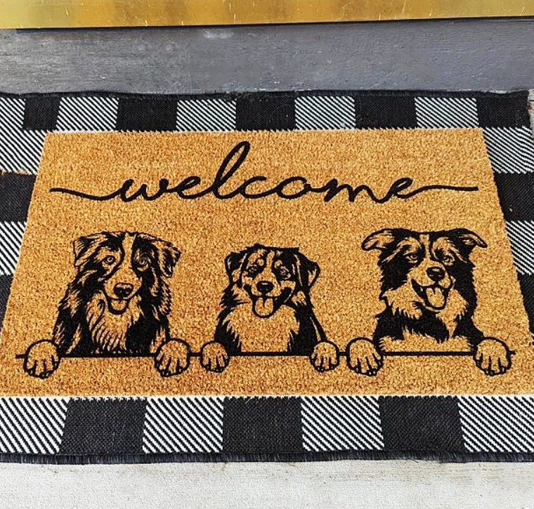 Paillasson personnalisé pour chien, chat, animal de compagnie, pendaison de crémaillère, cadeau pour une nouvelle maison