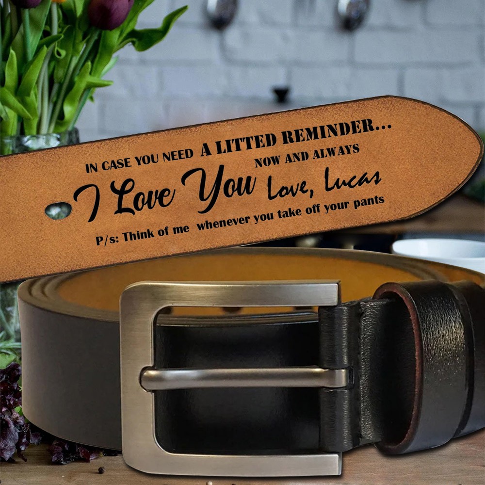 Ceinture en cuir gravée personnalisée avec fist bump pour cadeau de fête des pères