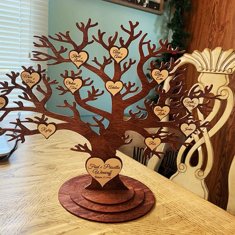 Arbre généalogique personnalisé signe maison Art déco pour Noël famille anniversaire cadeau