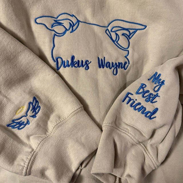 Sweat-shirt pour animal de compagnie brodé personnalisé avec contour d’oreille de chien et nom pour les cadeaux d’amoureux des animaux de compagnie