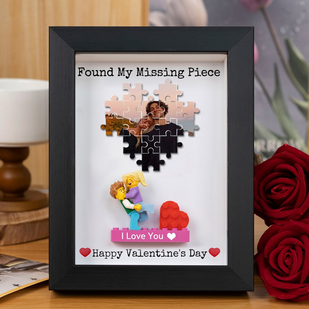 Found My Missing Piece Custom Couple Mini Figures Frame For Boyfriend Girlfriend Valentine's Day Gift