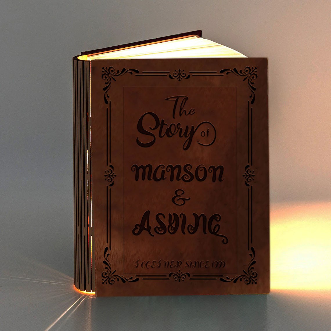 Lampe de lecture magnétique pliante en bois personnalisée pour cadeau de Saint-Valentin