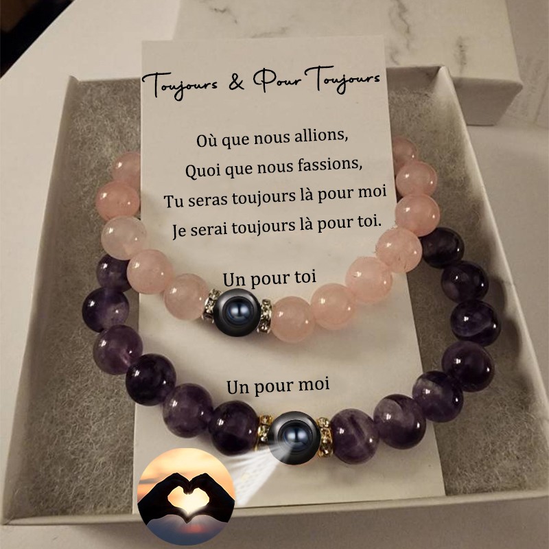Bracelet à mémoire magnétique personnalisé pour les couples Saint-Valentin Cadeaux de mariage d’anniversaire
