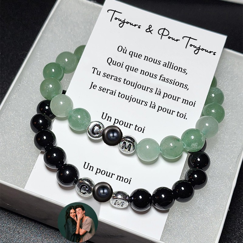 Breloque de projection photo personnalisée Bracelets assortis avec mémoire pour ses cadeaux de mariage