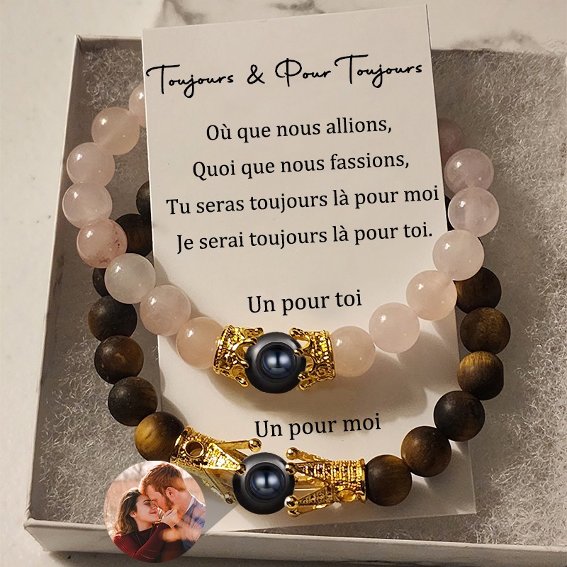 Ensemble de projection photo personnalisé bracelet avec design magnétique pour couple femme Saint-Valentin