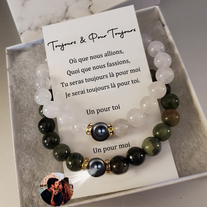 Bracelet de couple magnétique longue distance personnalisé avec photo unique pour lui son anniversaire