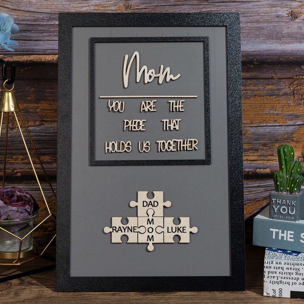 Panneau de puzzle personnalisé pour maman avec pièce de nom qui nous maintient ensemble pour des idées de cadeaux pour la fête des mères