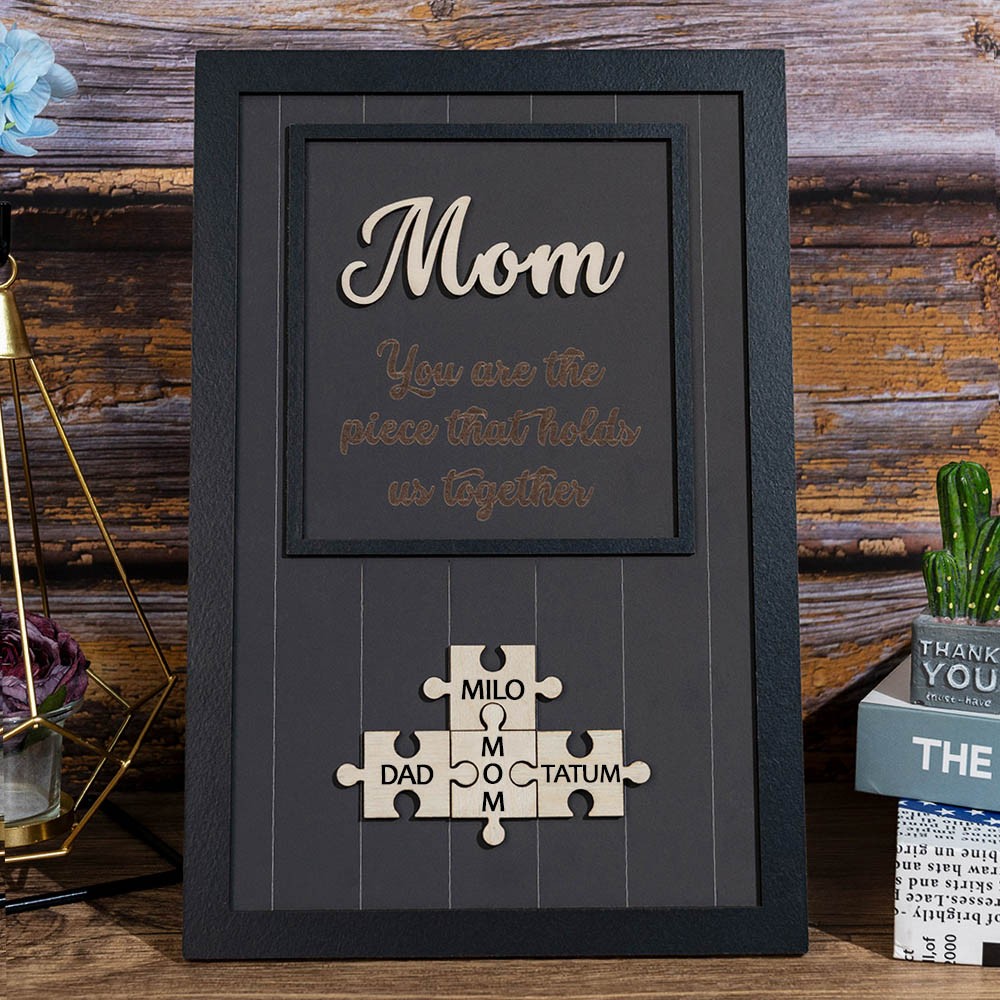 Panneau de puzzle personnalisé pour maman avec pièce de nom qui nous maintient ensemble pour des idées de cadeaux pour la fête des mères
