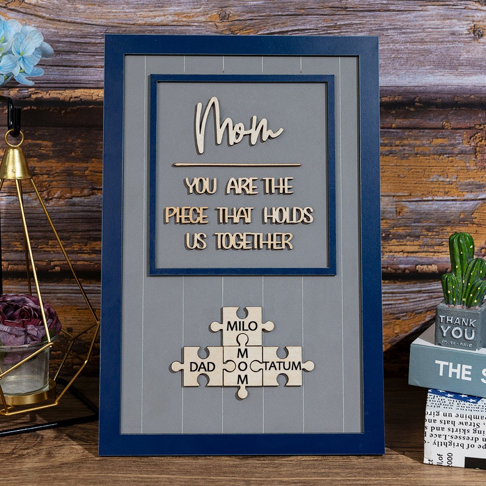 Panneau de puzzle personnalisé pour maman avec pièce de nom qui nous maintient ensemble pour des idées de cadeaux pour la fête des mères