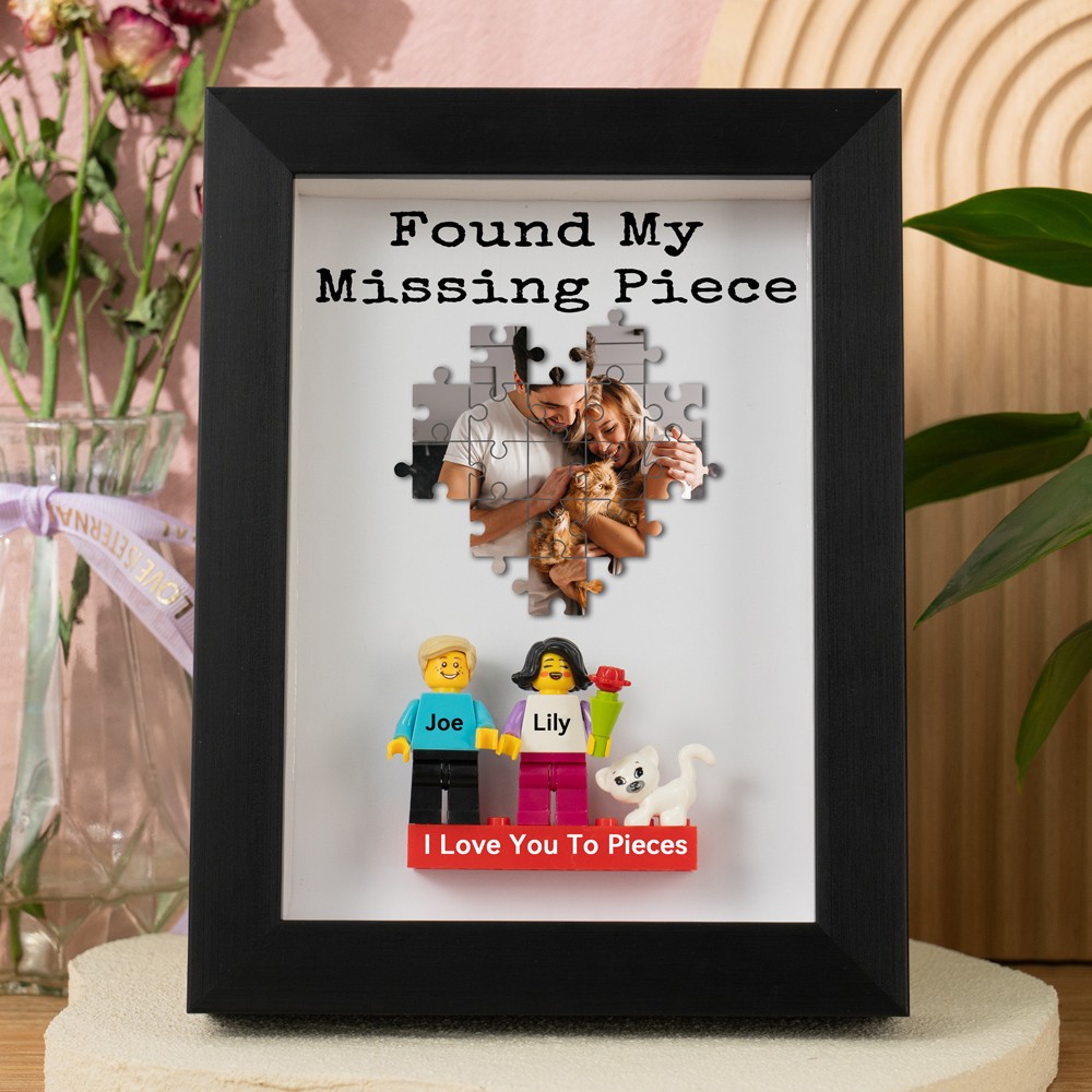 Cadre « J'ai Trouvé Ma Pièce Manquante » Figurines Miniatures de Couple Sur Mesure Cadeau pour la Saint-Valentin