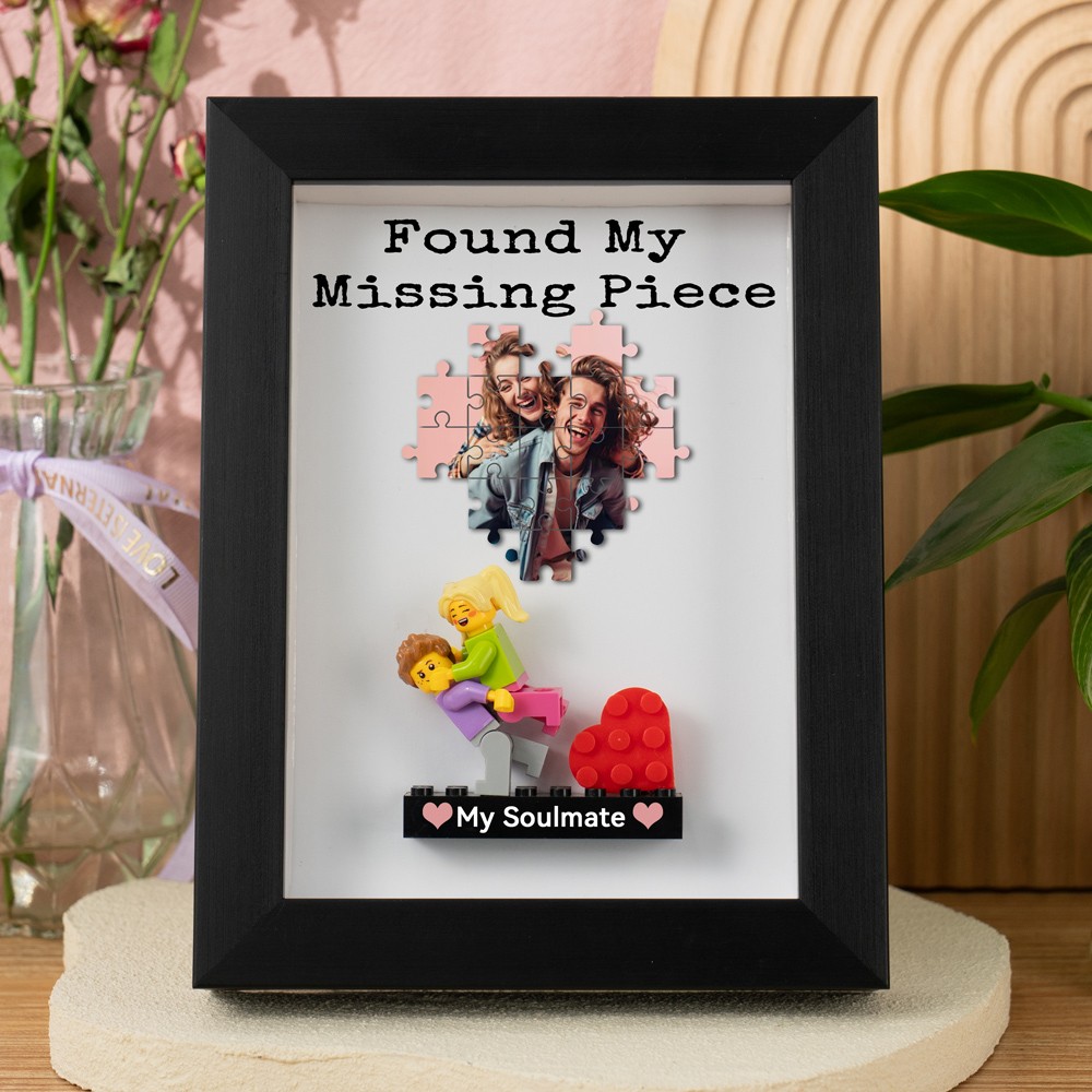 Found My Missing Piece Custom Couple Mini Figures Frame For Valentine's Day Gift