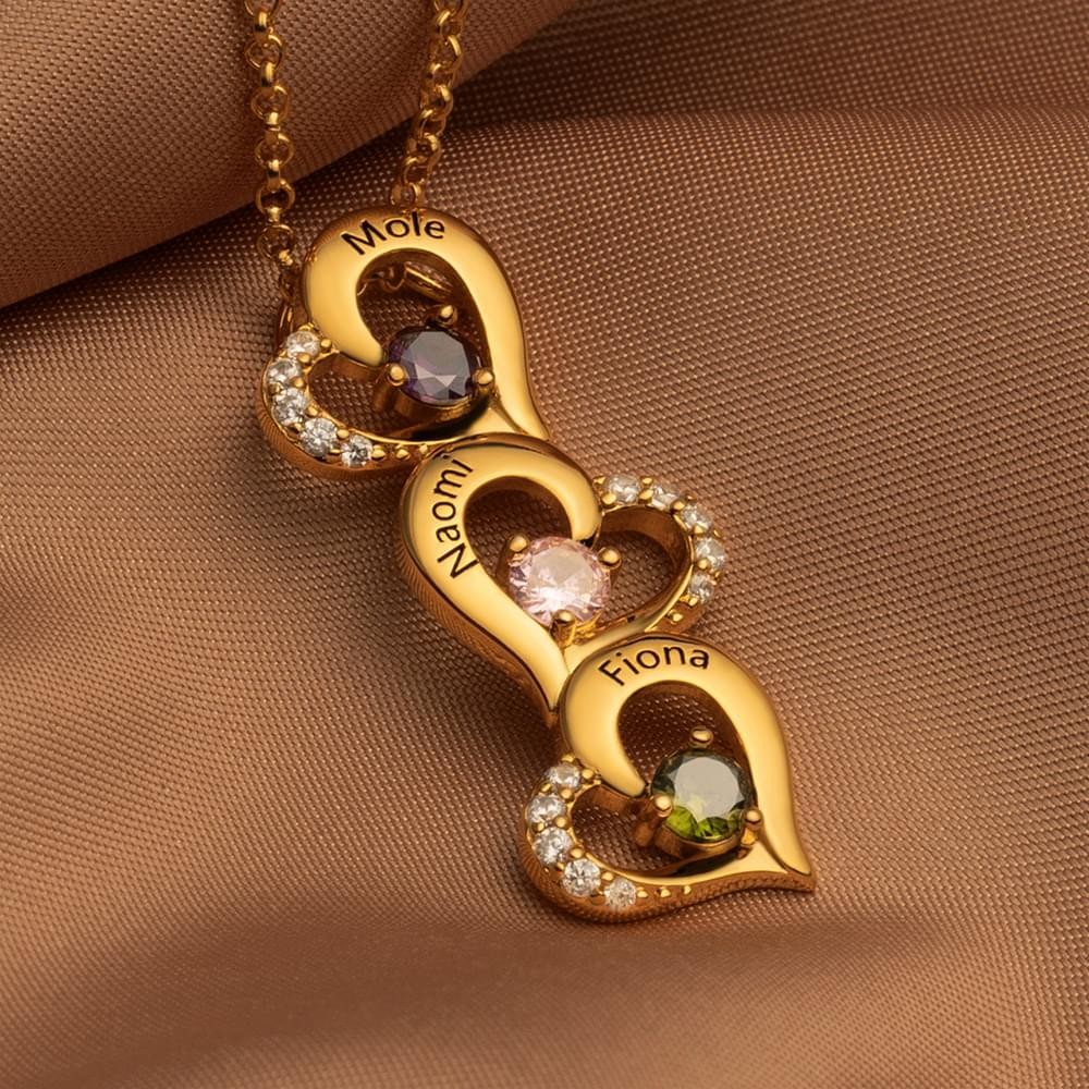 Collier de cœur gravé et pierre de naissance pour la fête des mères