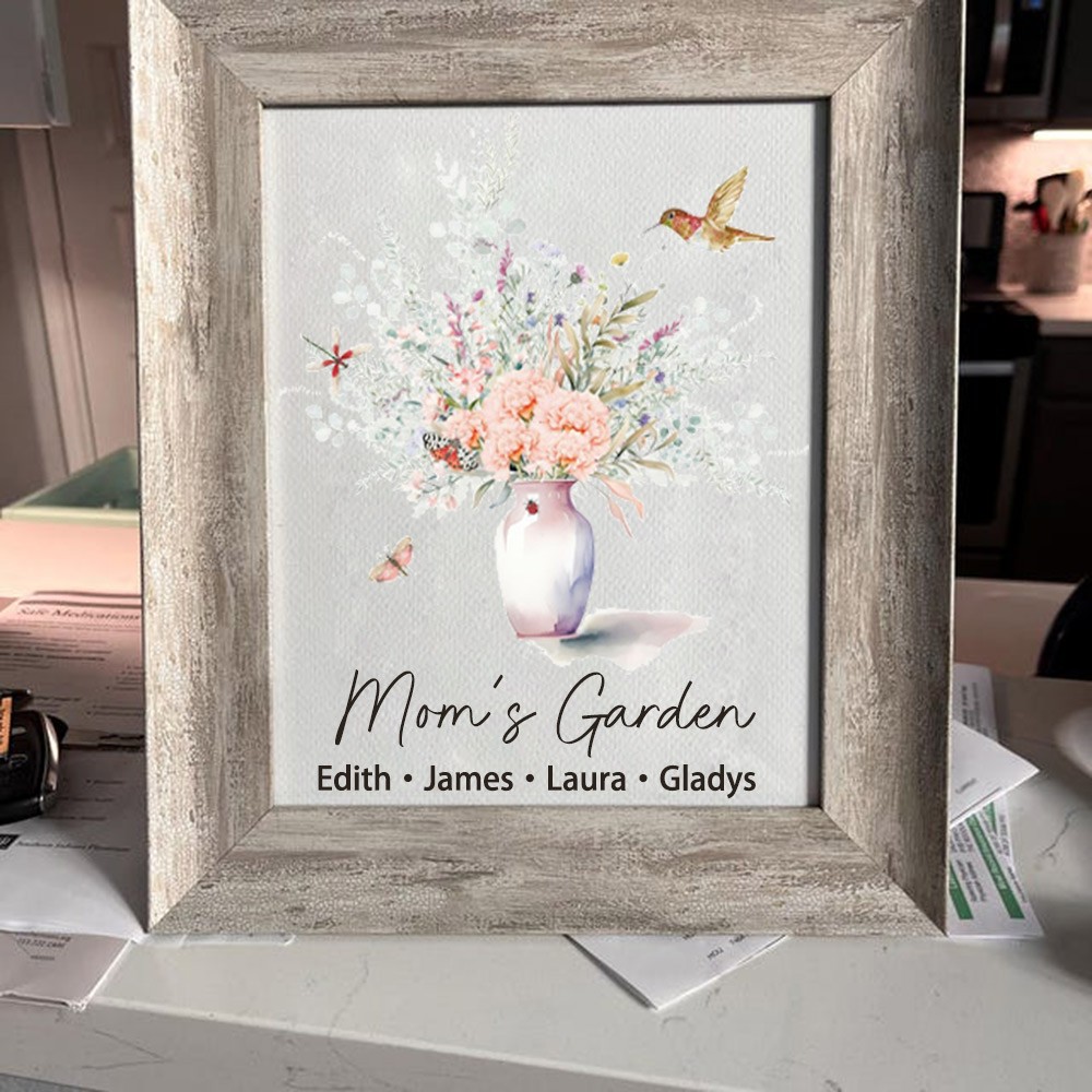 Cadre de bouquet de fleurs de naissance personnalisé Art de la maison pour maman grand-mère cadeau de Noël