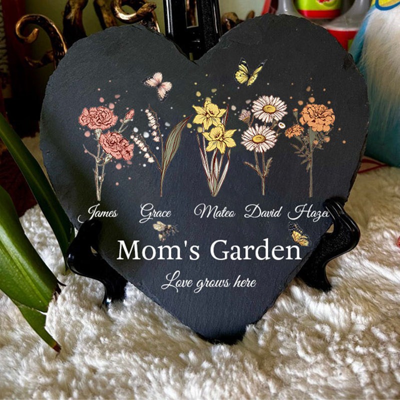 Plaque de fleurs de naissance personnalisées pour le jardin de maman pour le cadeau de Noël pour maman et grand-mère