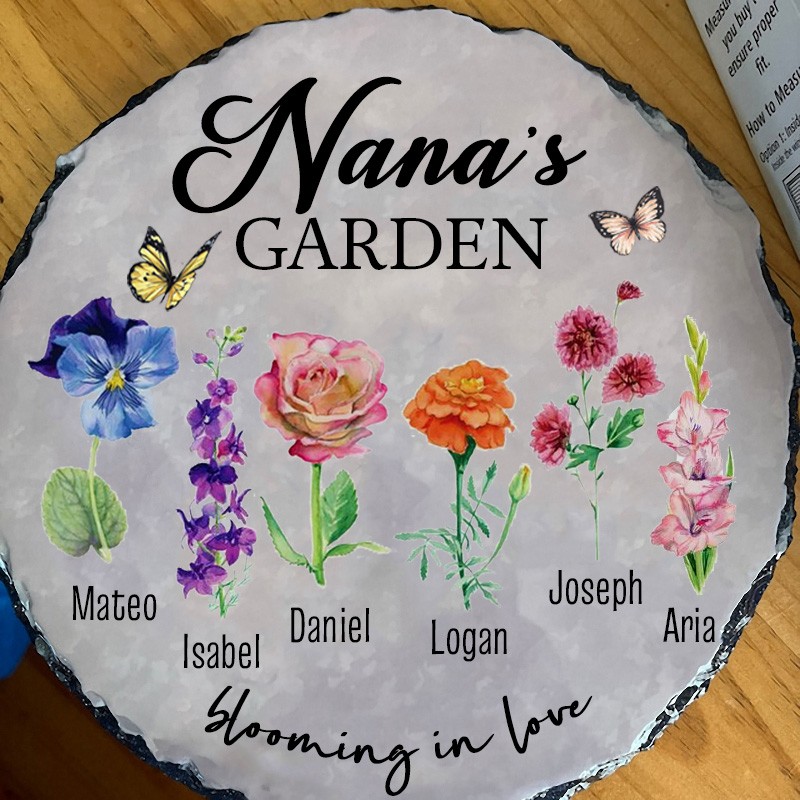 Plaque de fleur de naissance personnalisée du jardin de Nana pour maman mamie idées de cadeaux de Noël