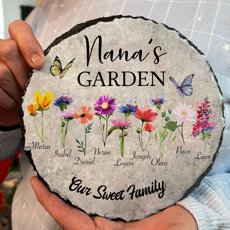 Plaque de fleurs de naissance personnalisées pour le jardin de Nana pour les idées de cadeaux de Noël pour maman et grand-mère
