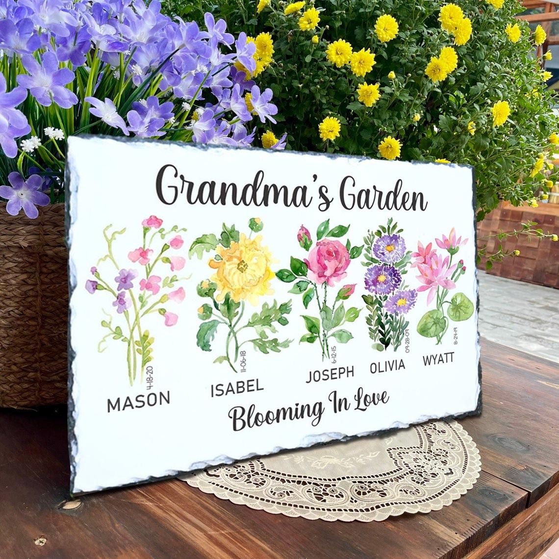 Plaque de fleurs de mois de naissance du jardin de grand-mère personnalisée pour maman idées de cadeaux de Noël de grand-mère