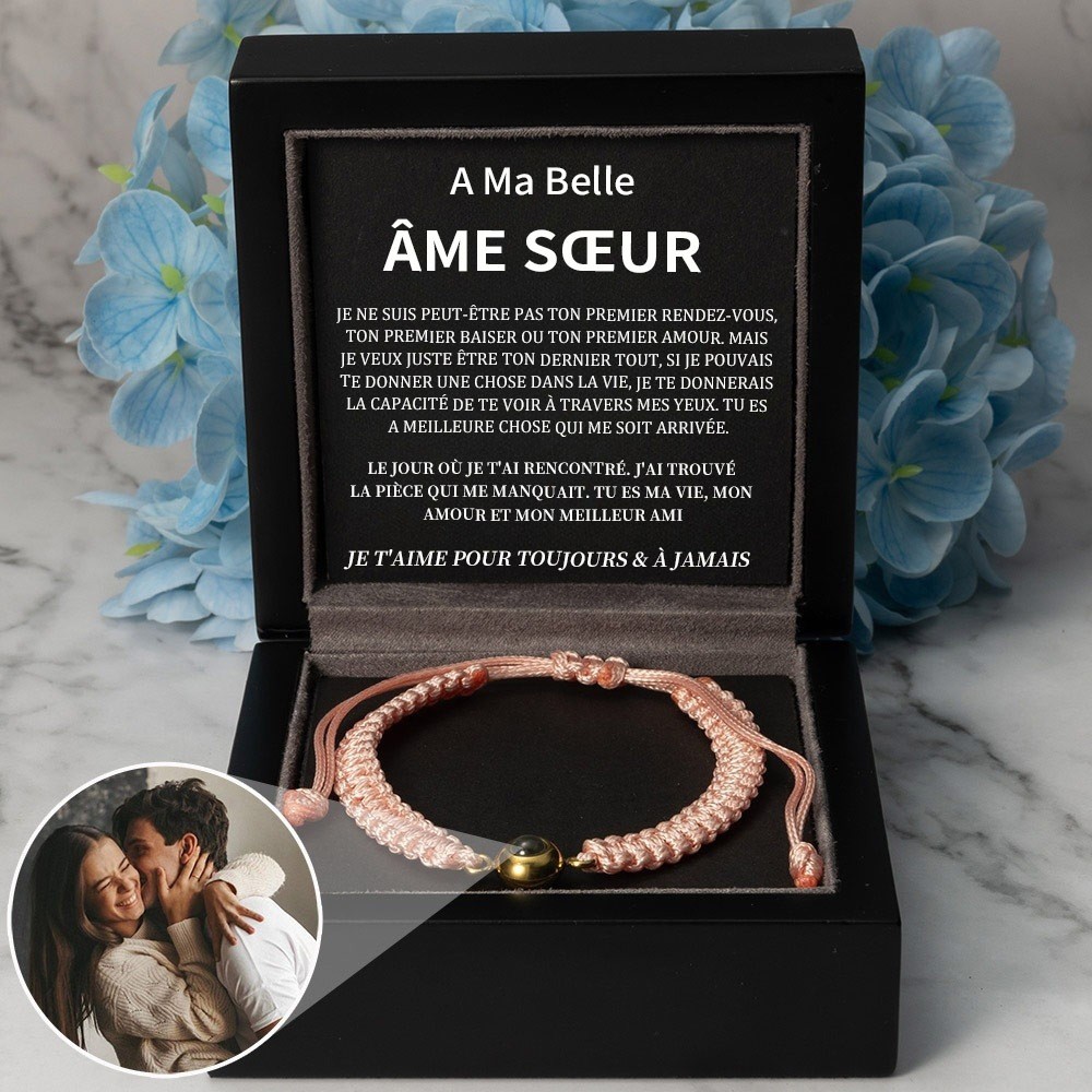 Bracelet de projection photo personnalisé Idées cadeaux d'anniversaire de Saint-Valentin pour l'âme sœur