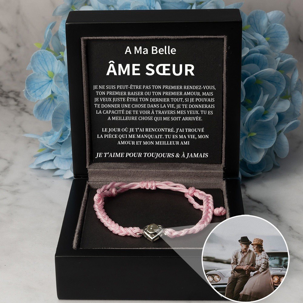 Bracelet de projection photo personnalisé Idées cadeaux d'anniversaire de Saint-Valentin pour l'âme sœur