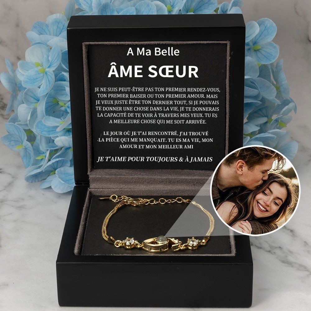 Bracelet de projection de photos personnalisé, cadeau de Saint-Valentin pour couple