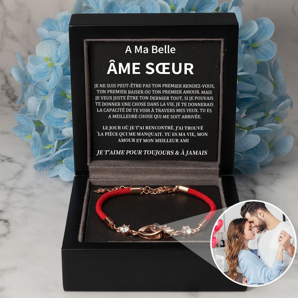 Bracelet personnalisé de Projection de Photo commémorative en corde, avec image à l'intérieur, cadeaux de saint-valentin pour Couple