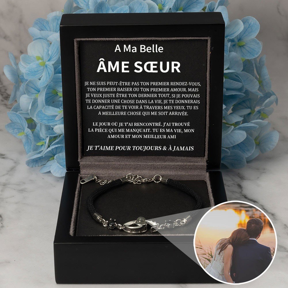 Idées de cadeaux d'anniversaire de Saint-Valentin pour un bracelet de projection photo personnalisé pour l'âme sœur