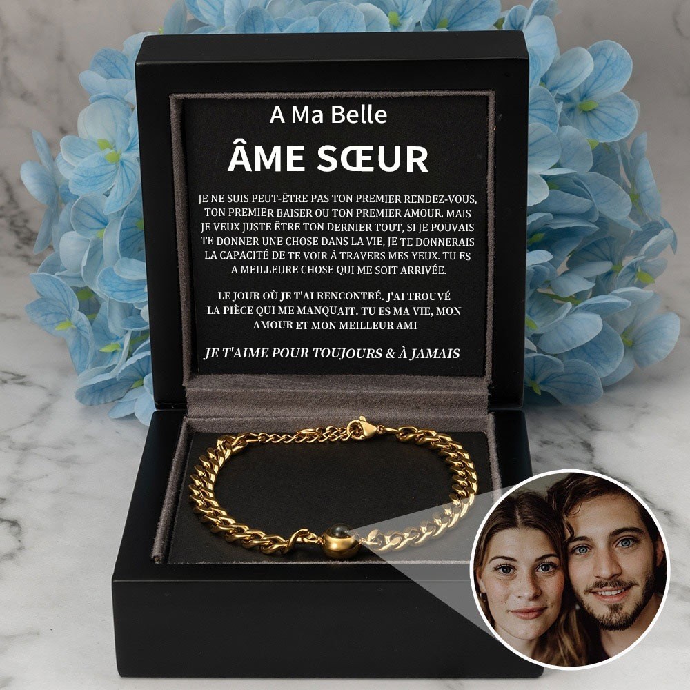 Bracelet de projection de photos personnalisé, cadeau de Saint-Valentin pour couple